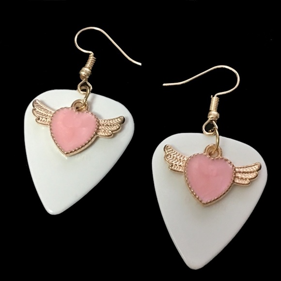 HANDCRAFTED Drop Earrings Angel Wings Always in My Thoughts - Picture 1 of 6